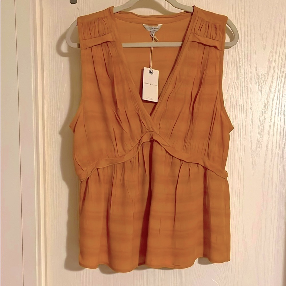 NWT Lucky Brand Goldenrod Sleeveless V-Neck Top Large